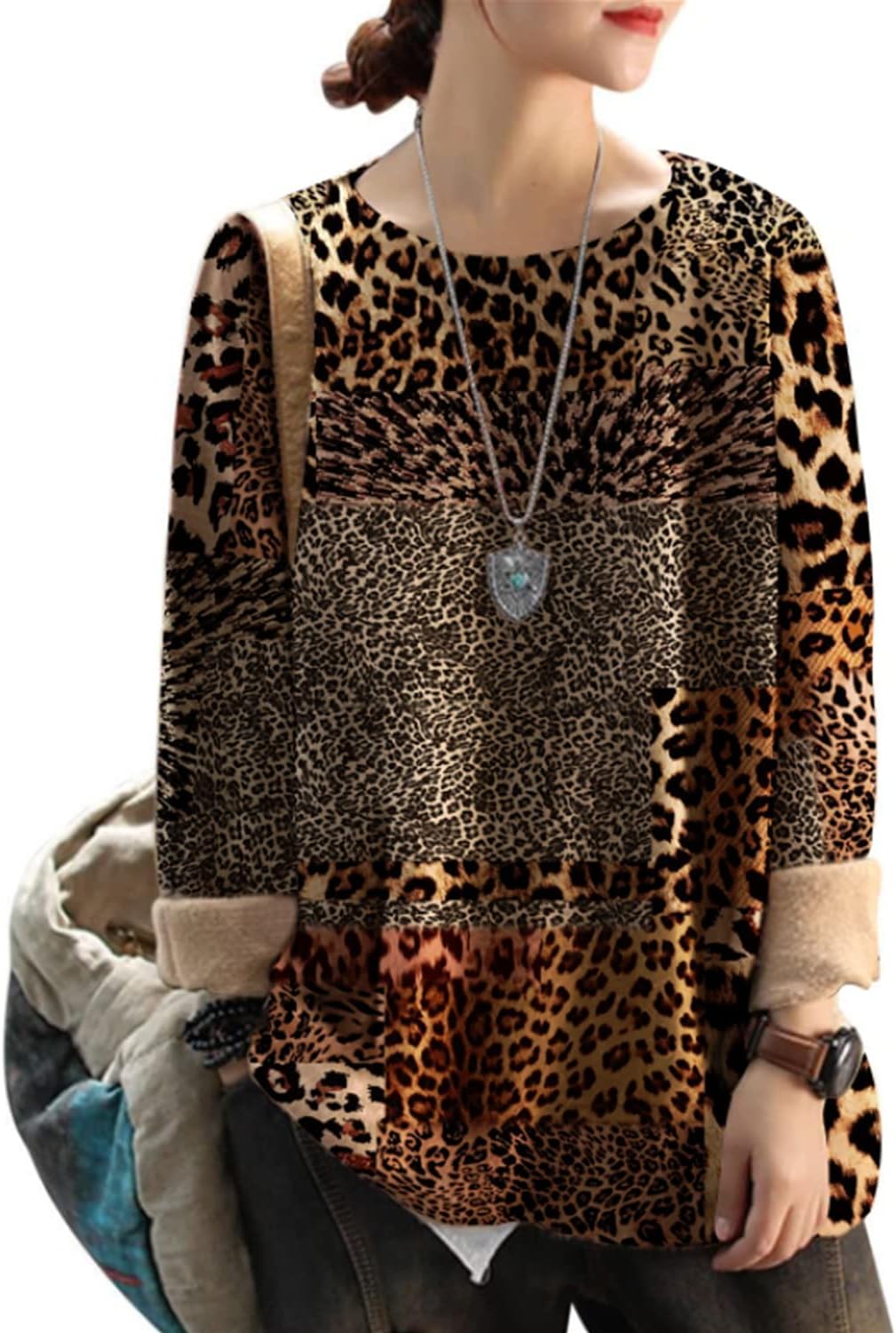 YESNO Women Christmas Sweater Graphic Printed Oversized Pullover