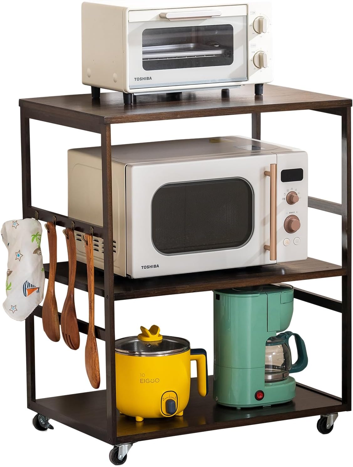 Industrial Kitchen Cart - 3-Tier Rolling Rack for Ultimate Organization