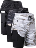 Mens 2 in 1 Running Shorts Quick Dry Gym Shorts - Side Pockets