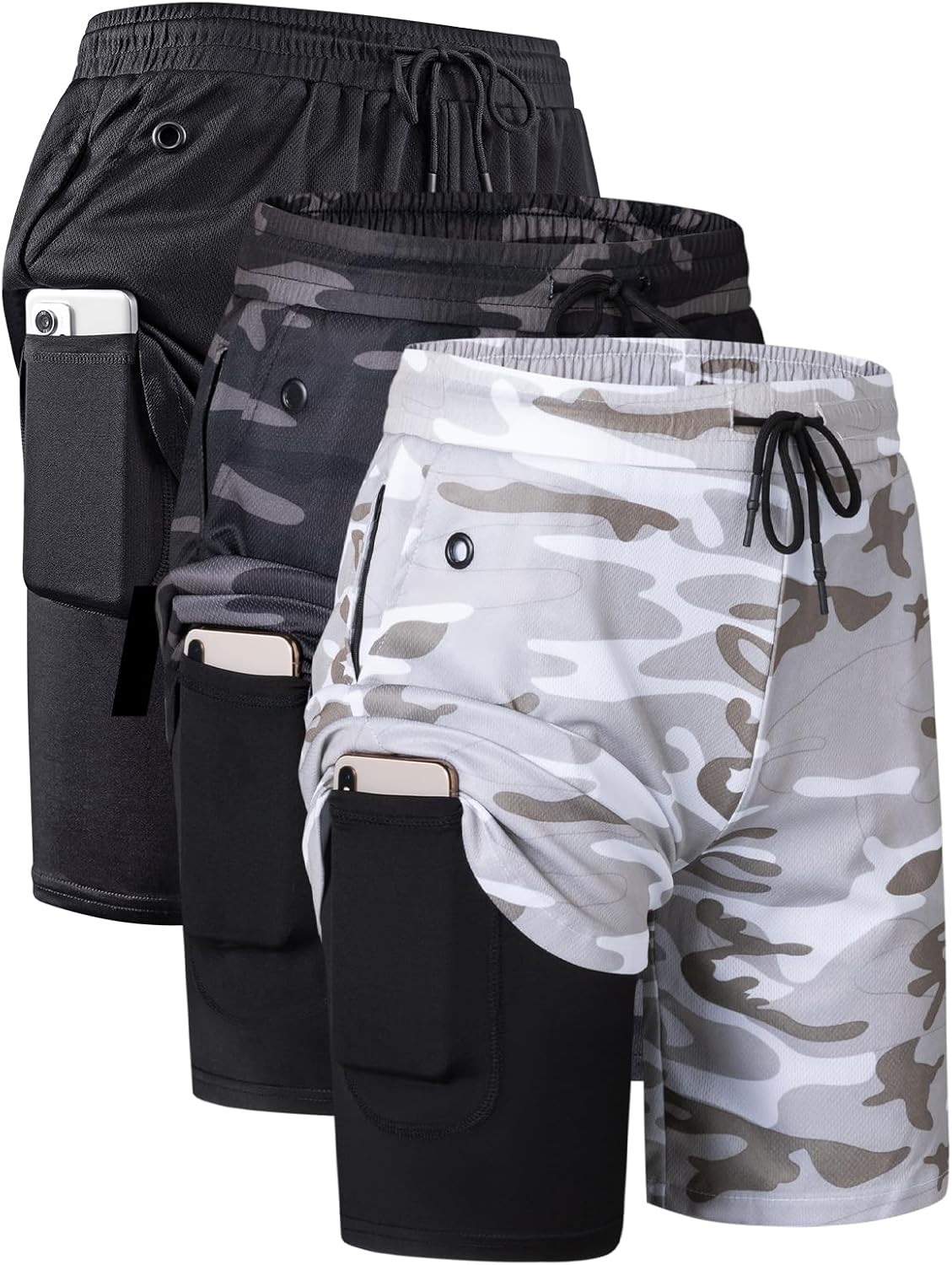 JWJ Mens 2 in 1 Running Shorts Quick Dry Athletic Workout Gear