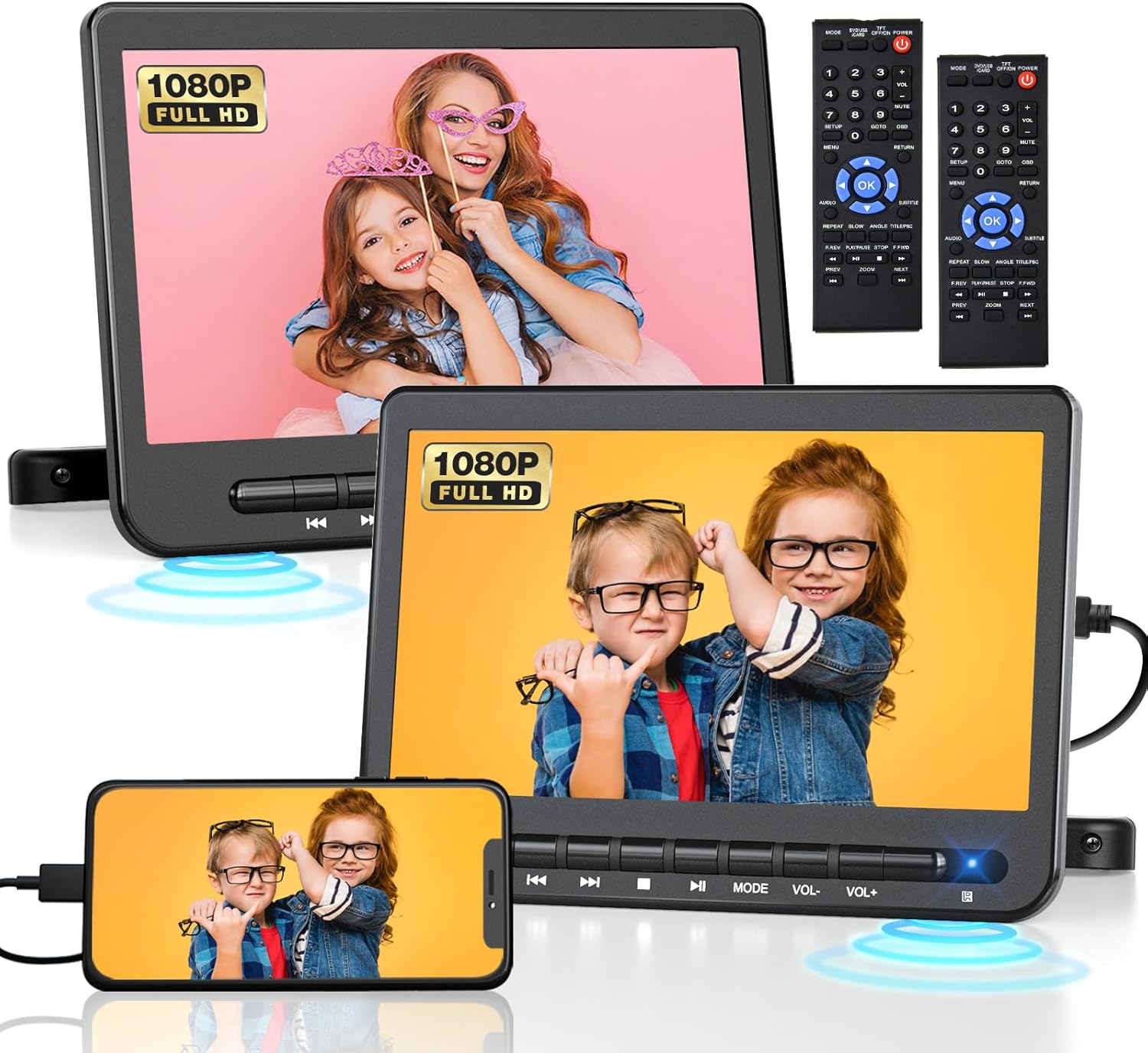 Car DVD Player Dual Screen for Kids - 10.5in Portable Players
