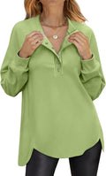 Women's Long Sleeve Henley Tunic Sweatshirt - Loose Fit Tunic