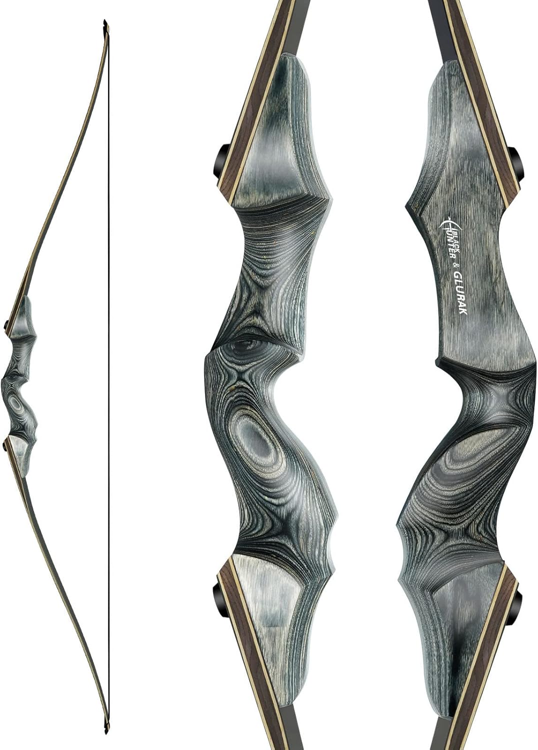 Black Hunter Takedown Longbow for Beginners - 60in Wooden Bow