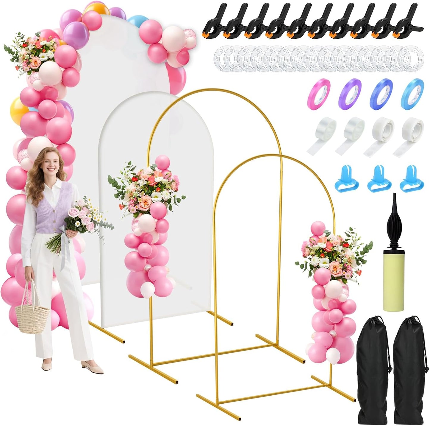 7.2FT & 6FT Arch Backdrop Stand Set for Events and Parties
