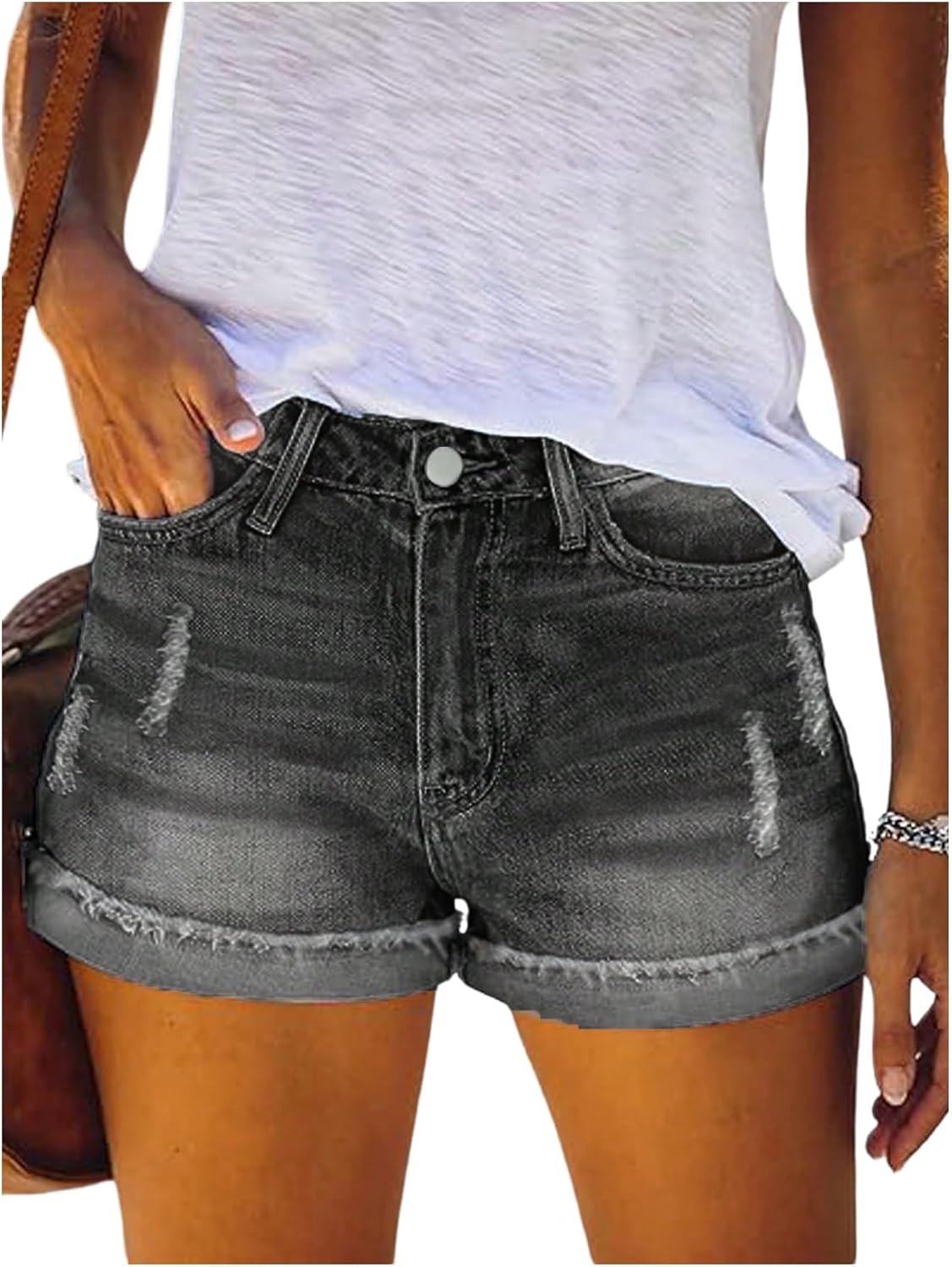 Ripped Distressed Skinny Denim Shorts for Women - Stylish Fit
