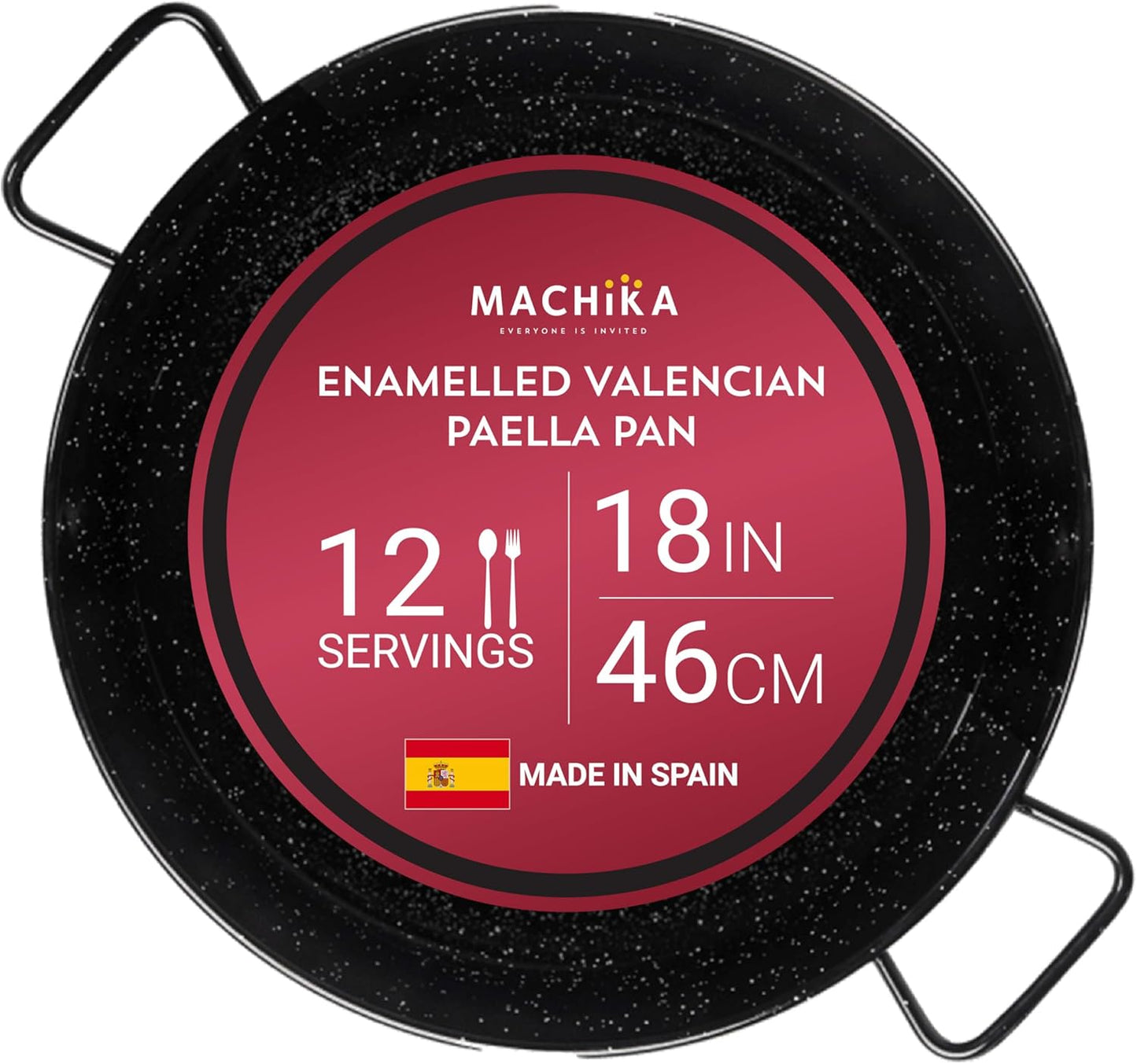 Machika Enamel Paella Pan - 18 Inch Skillet for Rice Recipes