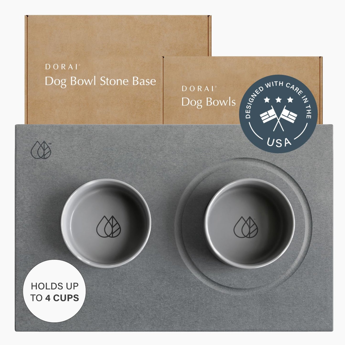 Durable Ceramic Dog Bowls with Stone Drying Mat for Pets