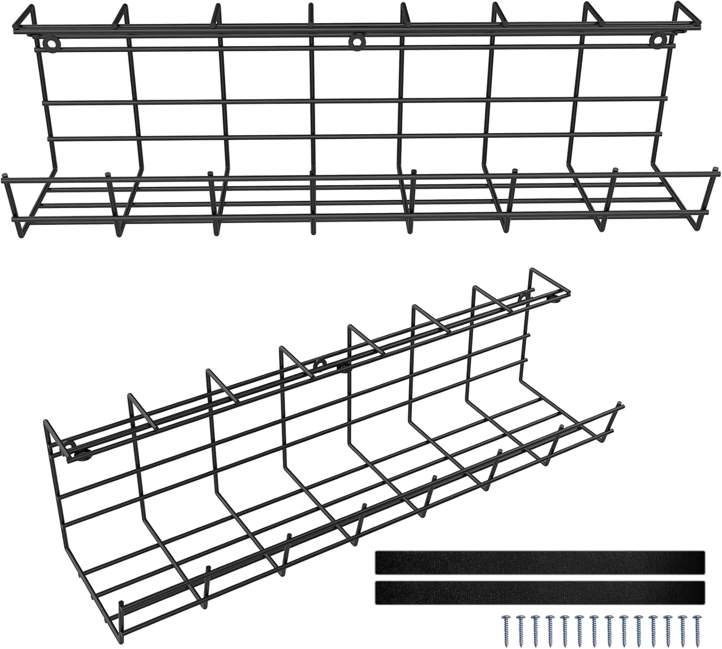 Adamoss Set of 2 Black Cable Management Trays - Neatly Organize Wires!