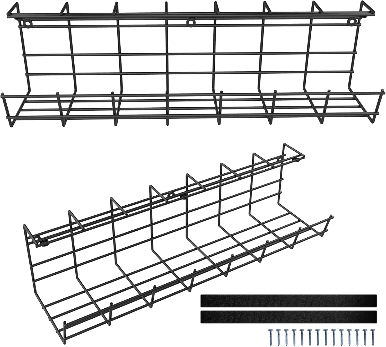 Adamoss Set of 2 Black Cable Management Trays - Neatly Organize Wires!