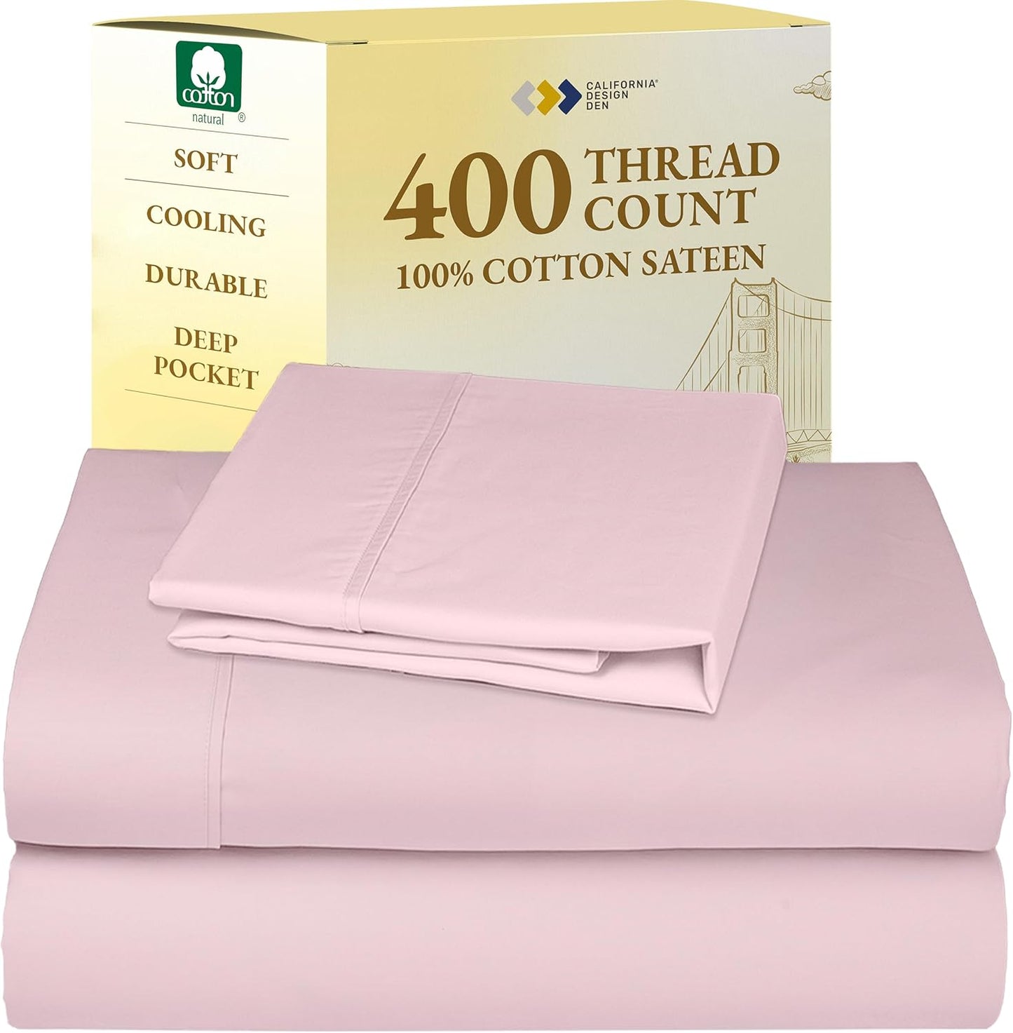 California Design Den Soft Twin Sheets Set - 400 Thread Count Sateen