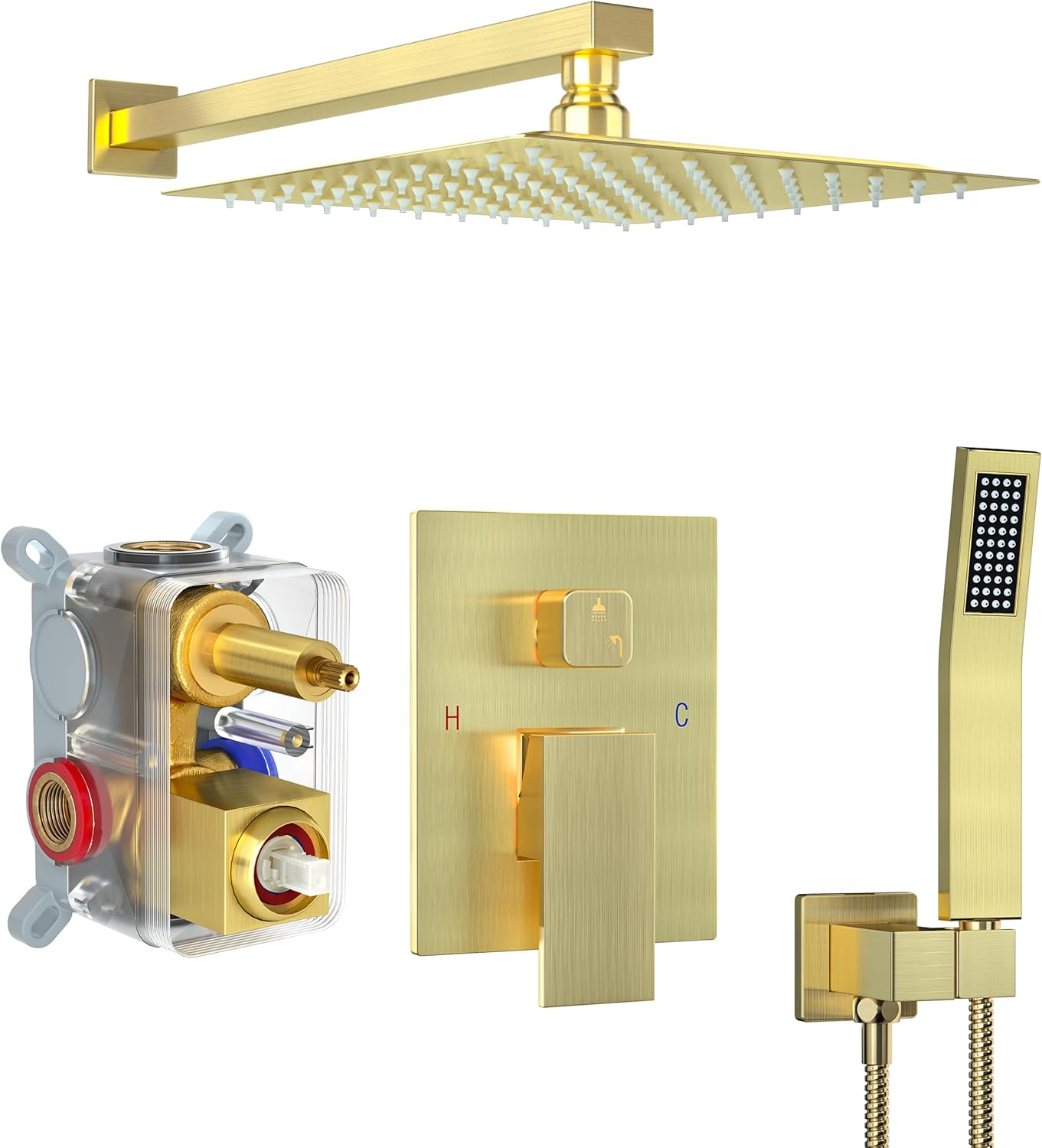 High-Pressure Shower Faucet Set with 10 Inch Rain Showerhead
