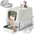 XXL Large Stainless Steel Litter Box with Dual Entrance Design