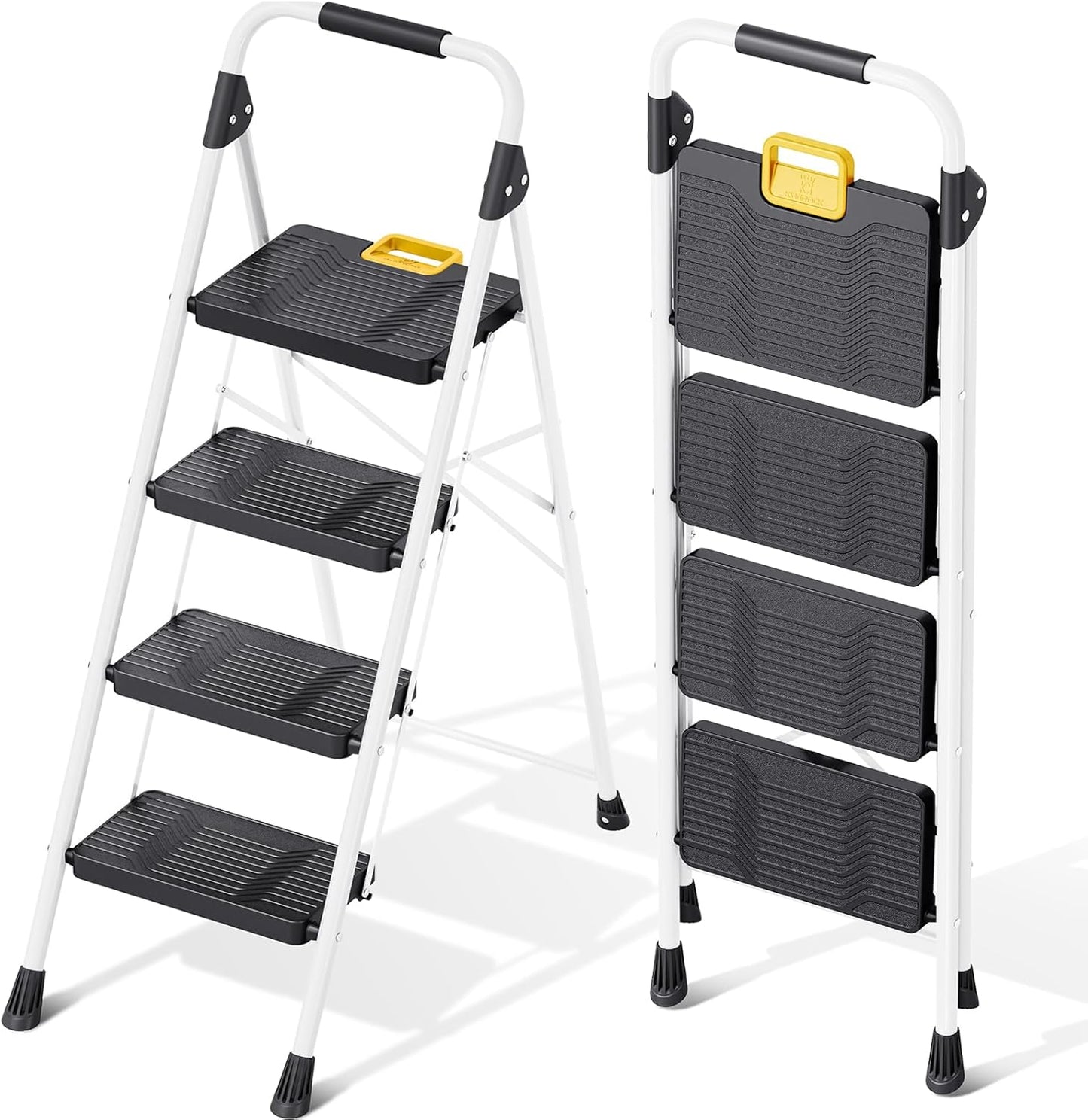 KINGRACK 4 Step Folding Ladder with 800lbs Capacity and Safety Lock