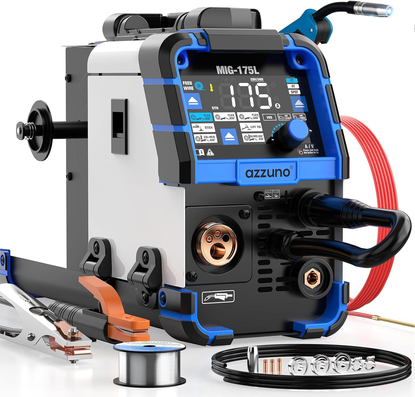 AZZUNO 175Amp Aluminum MIG Welder - Versatile 5 in 1 Machine