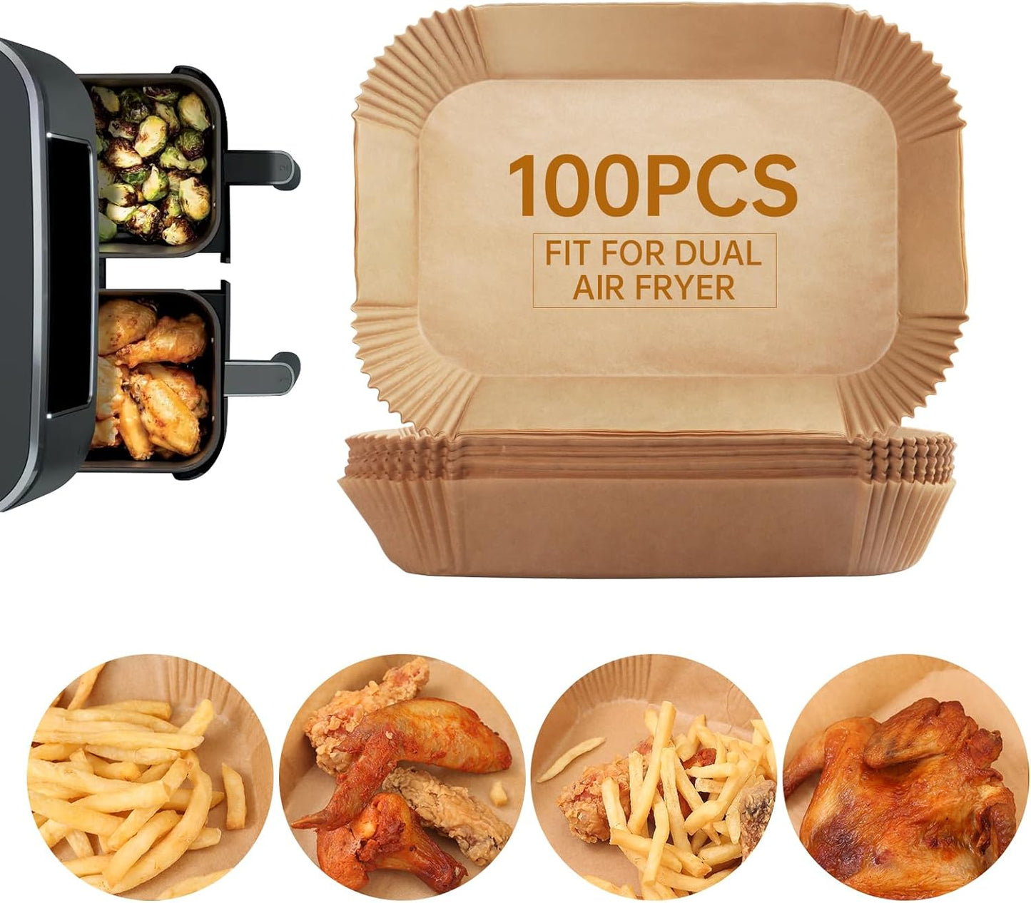 Non-Stick Air Fryer Liners - 100Pcs, Oil-Proof Accessories