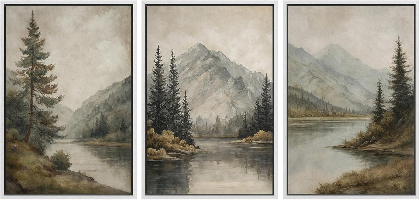 MUDECOR Framed Wall Art Print Set for Mountain Landscape Decor