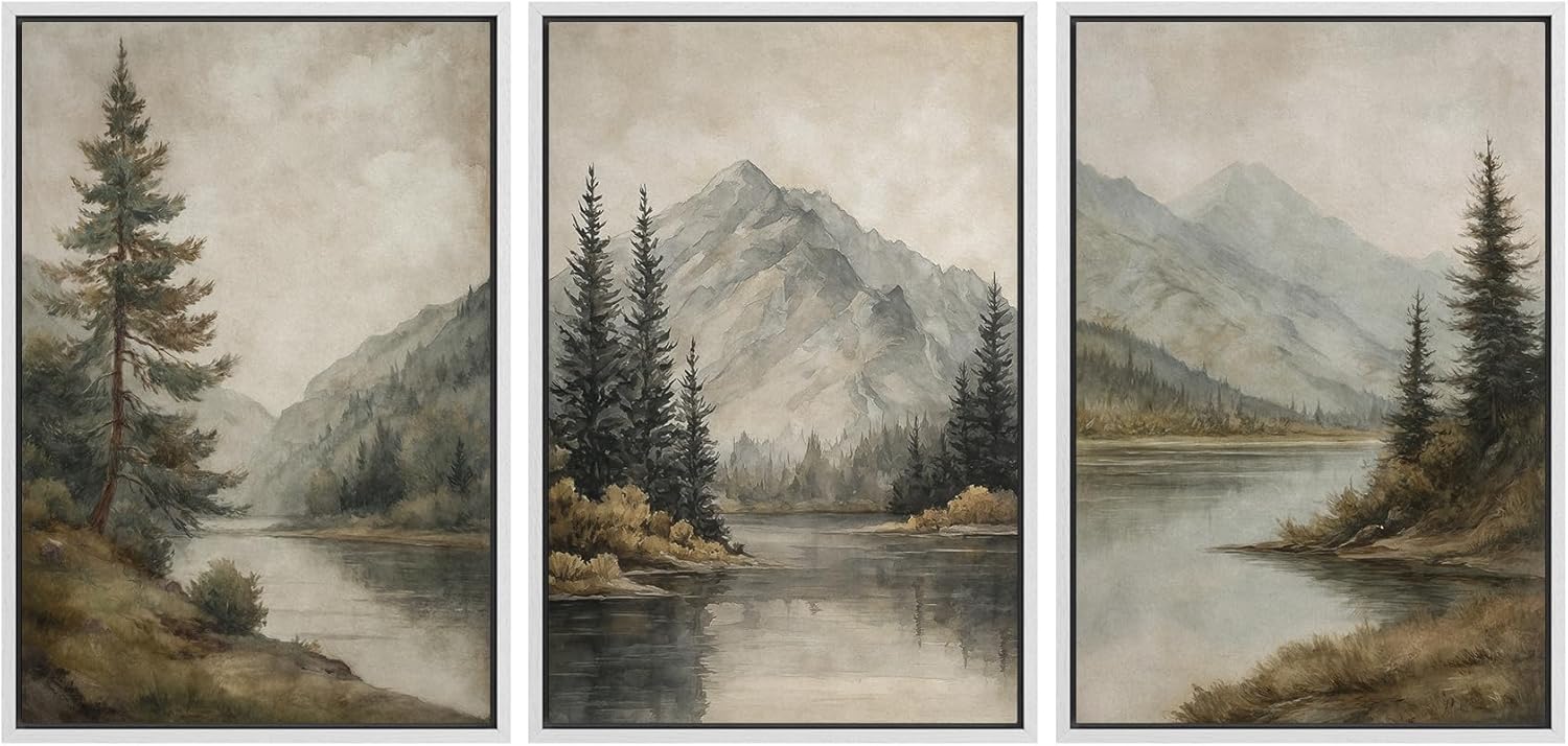 MUDECOR Framed Wall Art Print Set for Mountain Landscape Decor