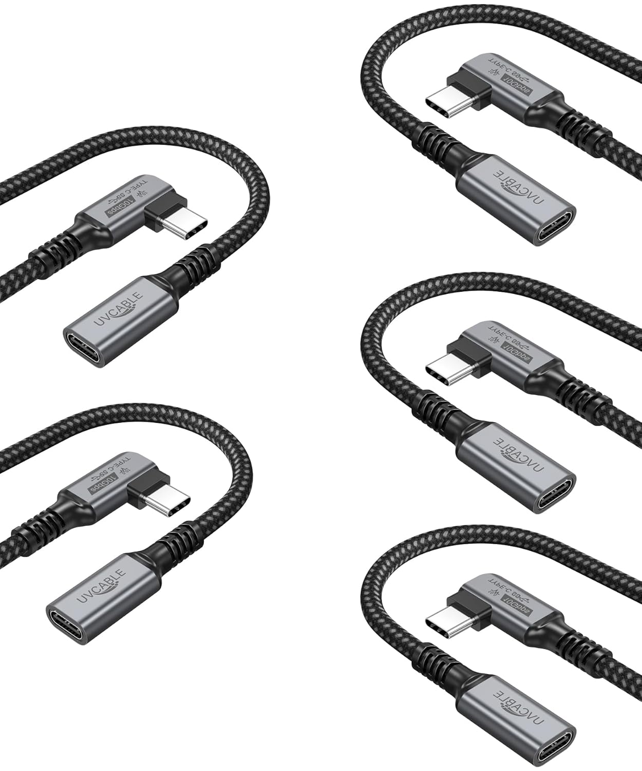 USBC Extension Cable 6ft 5-Pack for Fast Charging & Data Transfer