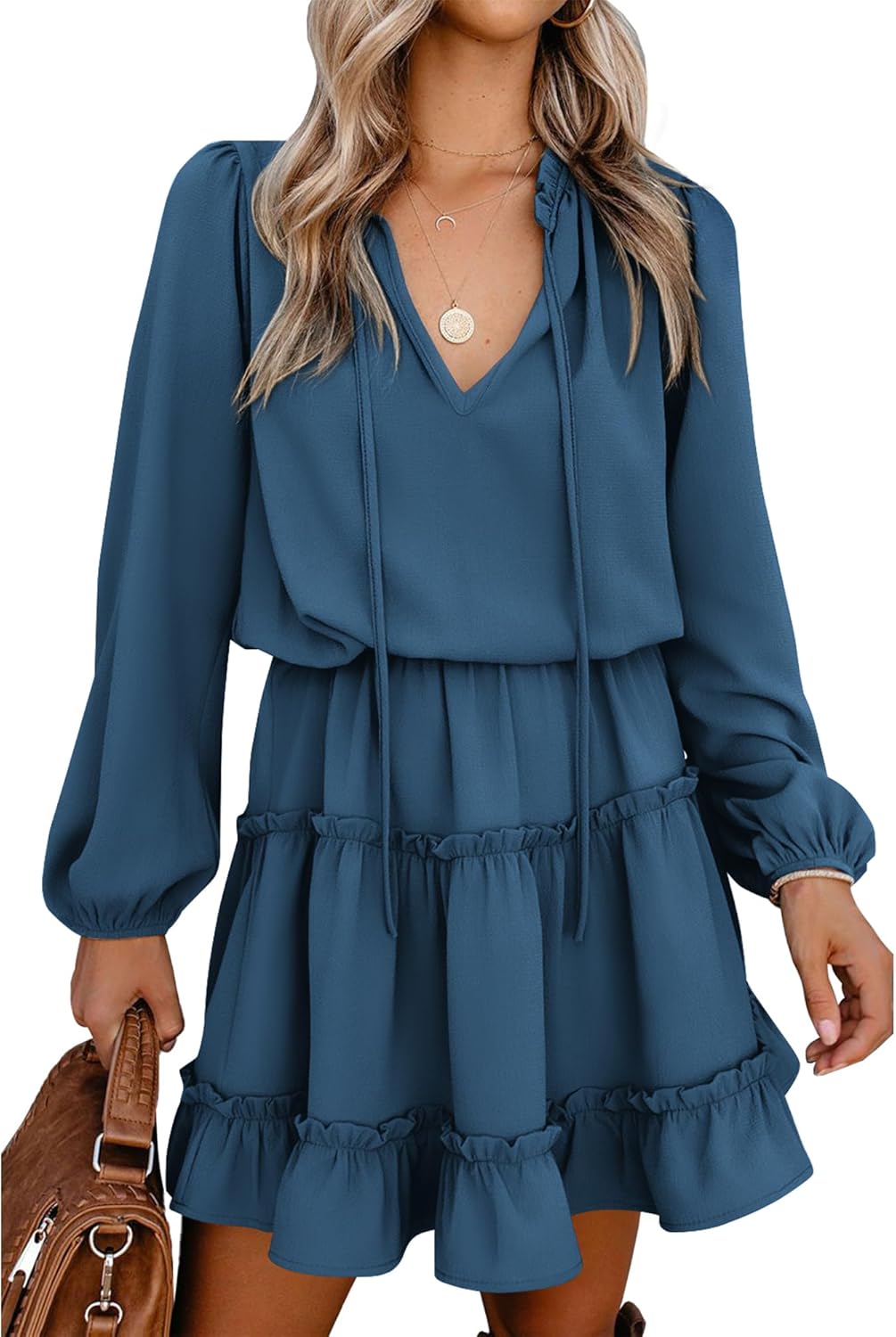 BTFBM Long Sleeve Fall Dresses for Women - Stylish Mini Dress