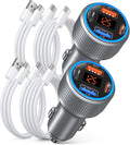65W 4-Port Super Fast Car Charger for iPhone & Galaxy