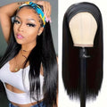Headband Wig Human Hair Straight 24 in None Lace Front Wig - Wear & Go