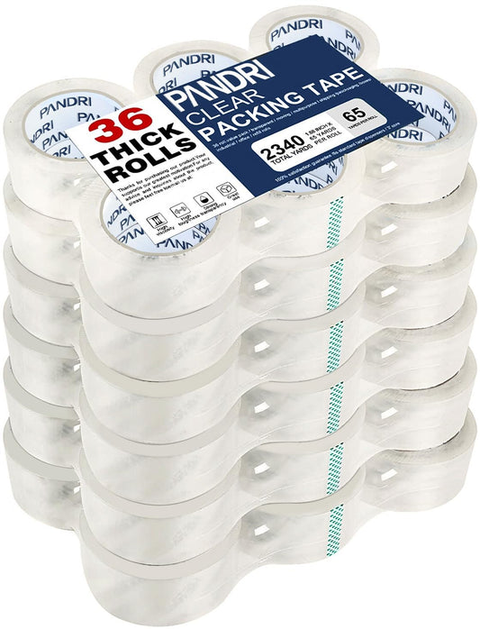 PANDRI Clear Packing Tape - Heavy Duty 36 Rolls for Shipping