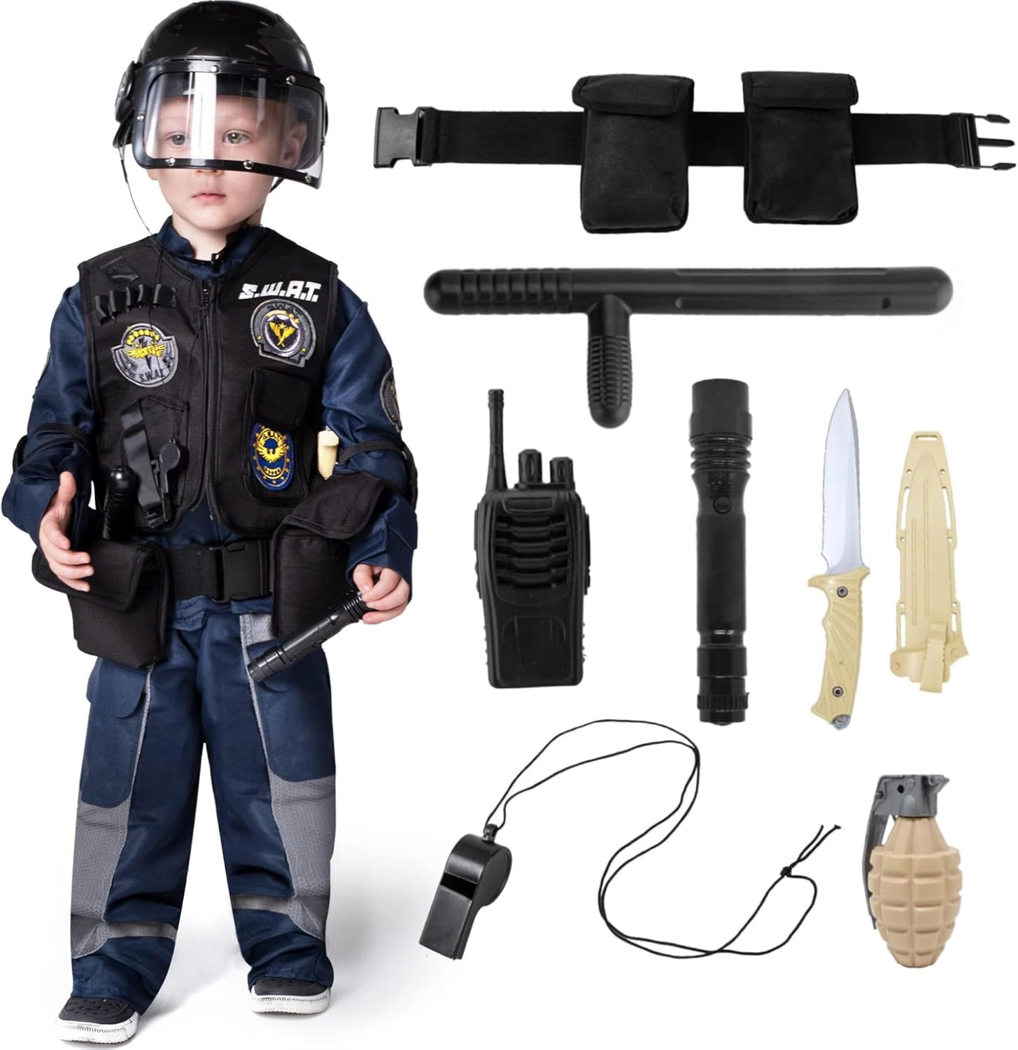 Kids SWAT Police Costume with Accessories
