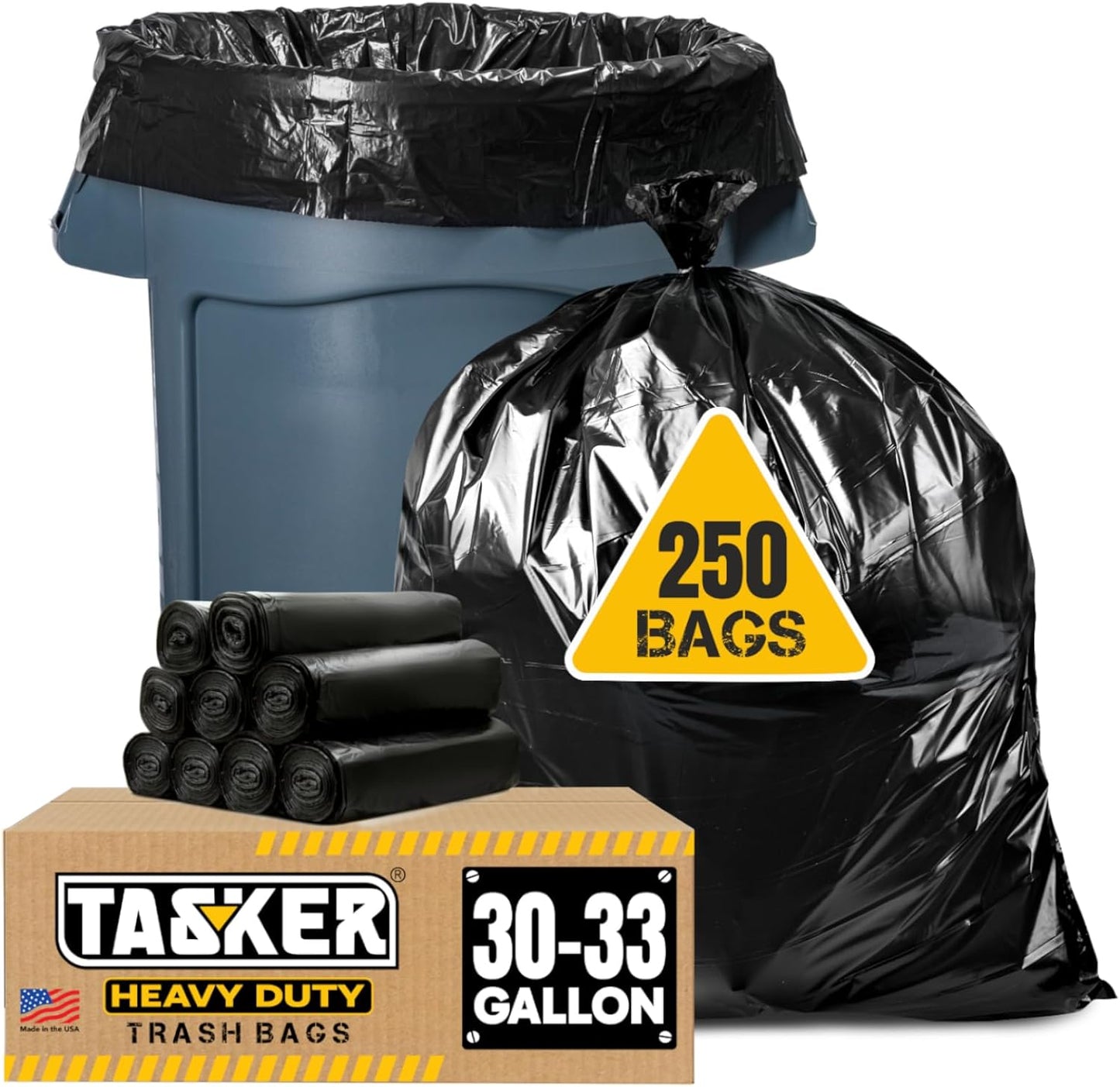 Tasker 30-33 Gallon Heavy Duty Trash Bags - MegaValue Pack