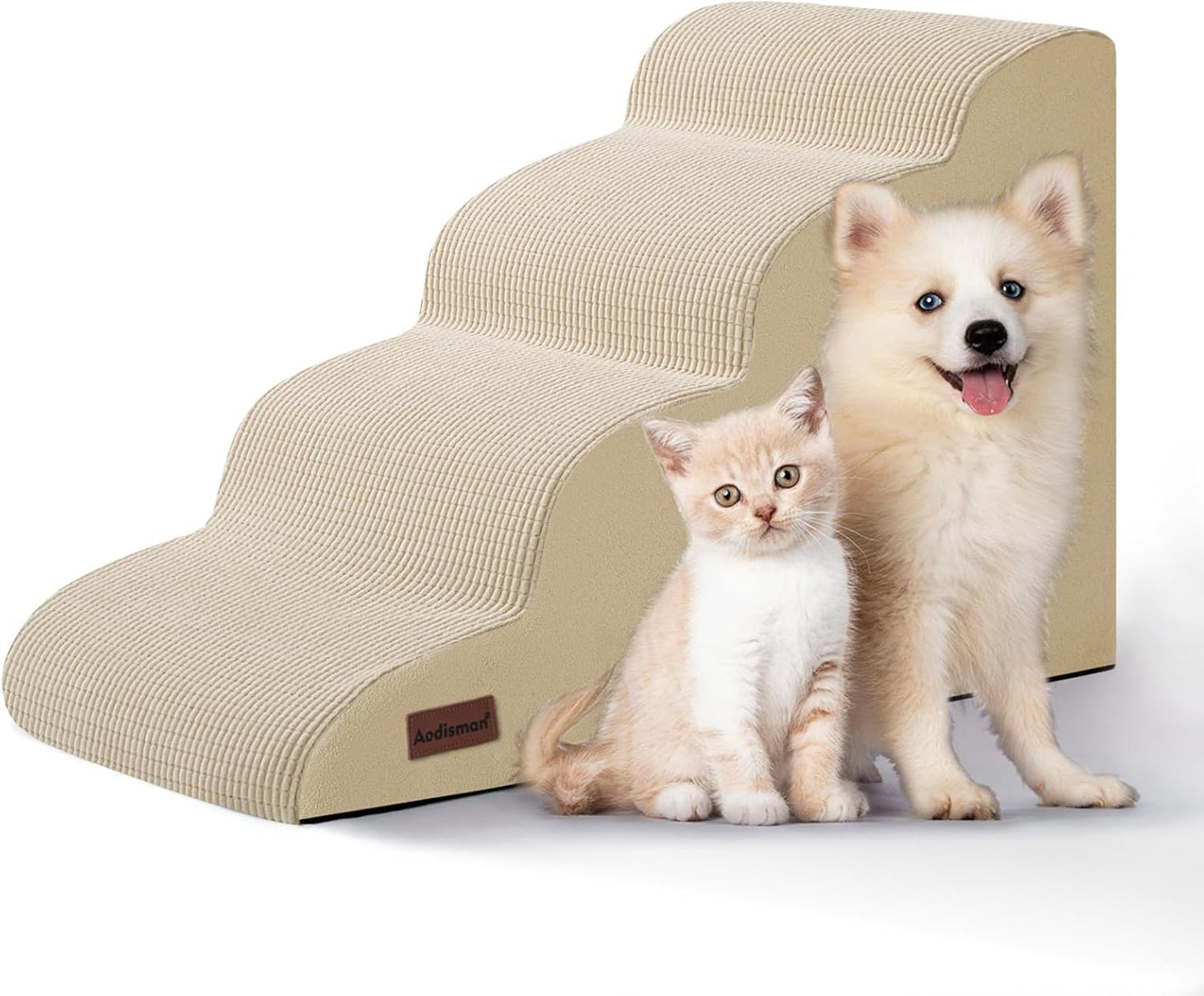 4-Step Dog Stairs and Ramp for Beds or Couches, Non-Slip Design
