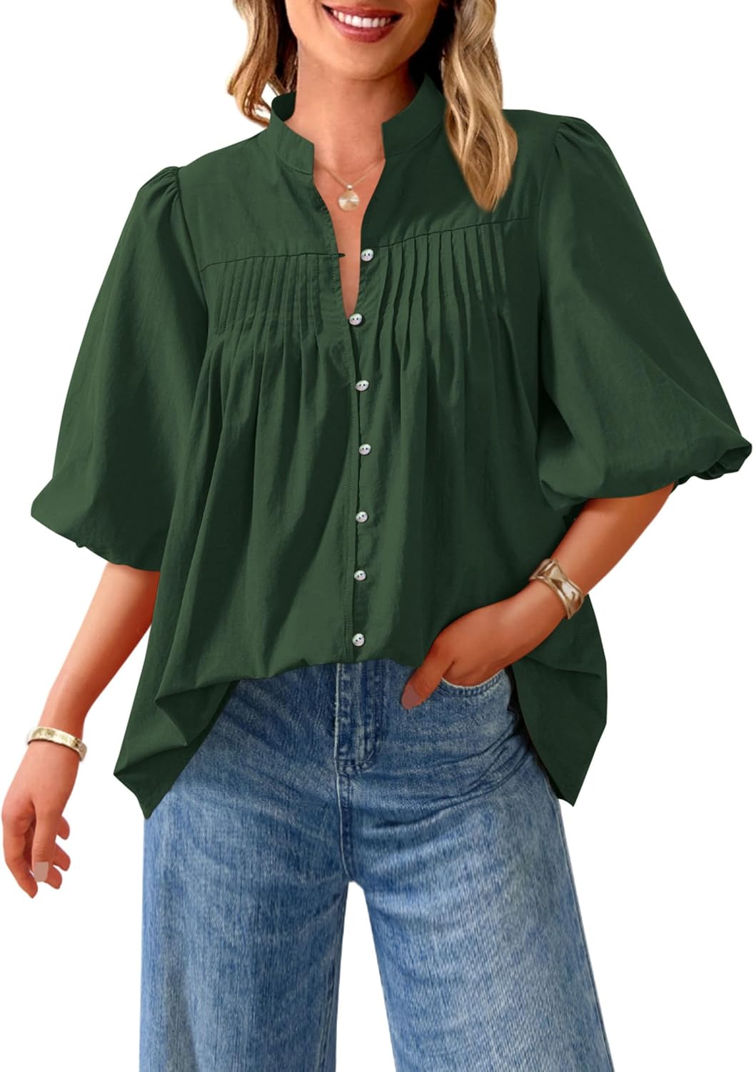 PRETTYGARDEN Women's Summer Short Lantern Sleeve Tops Review