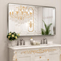 60x36 in Brushed Nickel Bathroom Mirror Rounded Rectangle - Clear HD