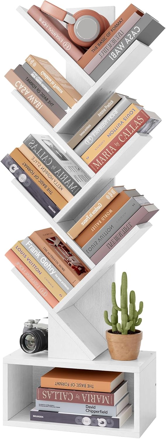 Hoctieon 6 Tier Tree Bookshelf for Home Office and Living Room