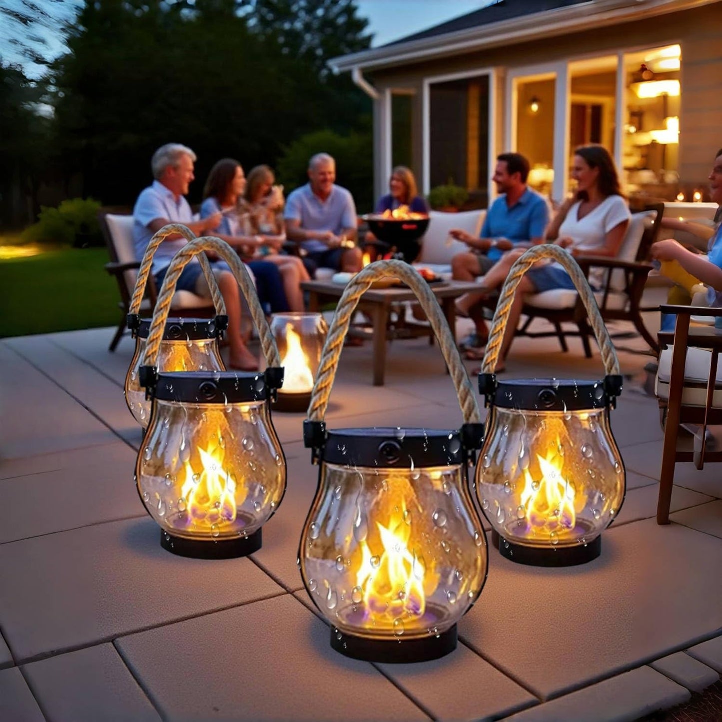 Kaliqo Solar Lantern Outdoor Lights with Realistic Flame Effect