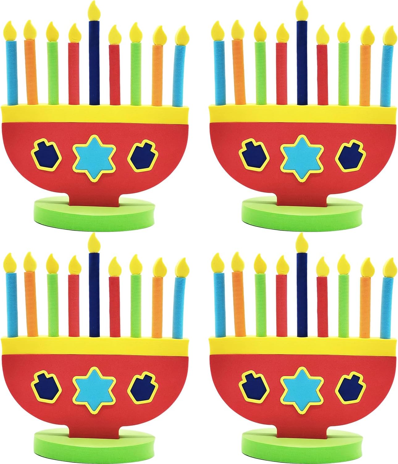 24-Pack Hanukkah Foam Toy Menorah for Kids with Dreidel Design
