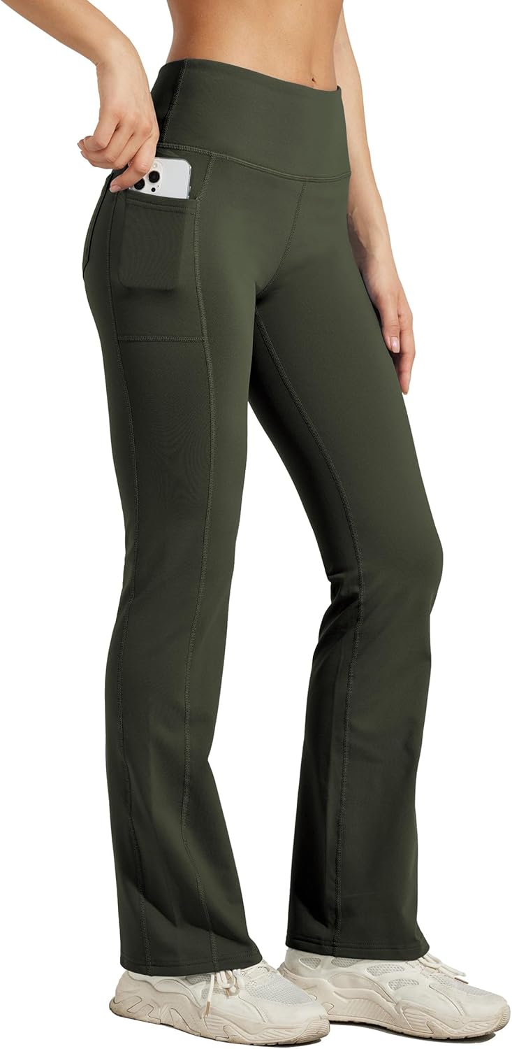 Willit Women's Fleece Lined Yoga Bootcut Pants for Winter
