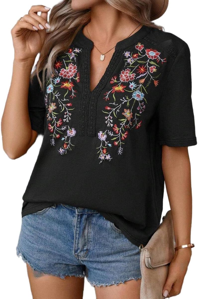Mexican Shirts for Women Embroidered Tops for Summer Style