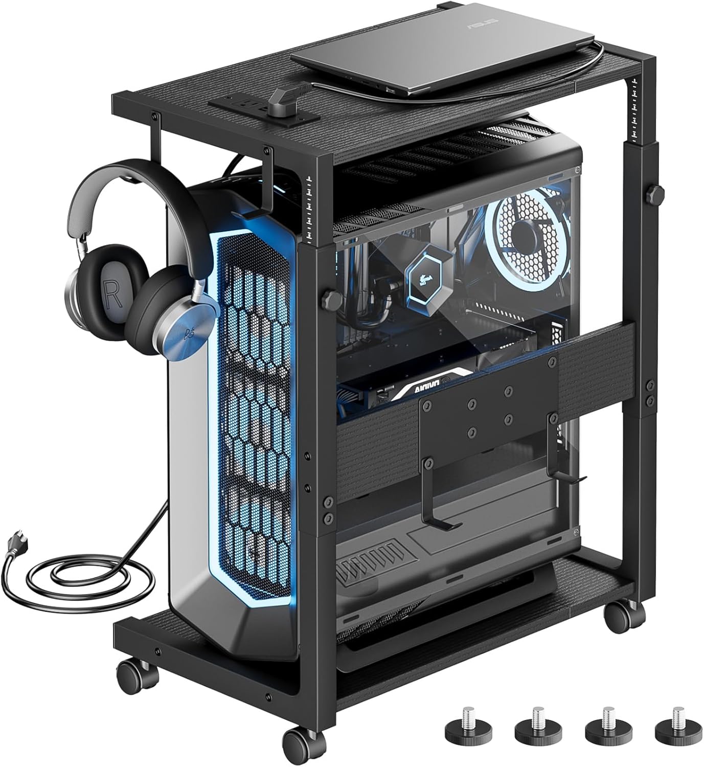 Adjustable CPU Holder with Charging Station - Organize Your Workspace