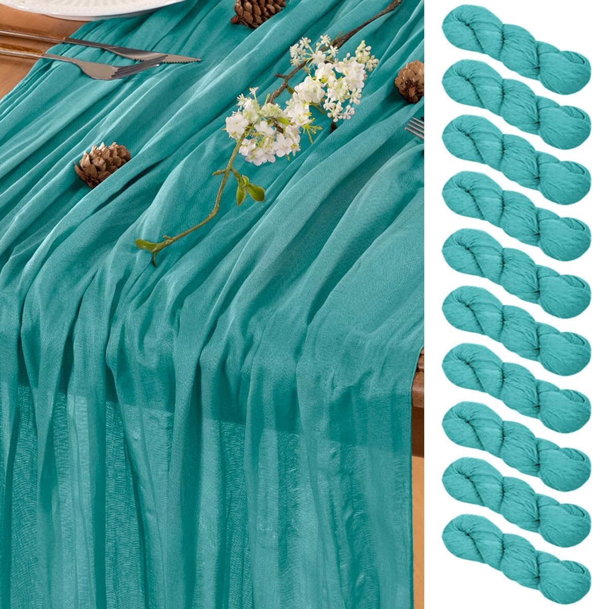 Teal Table Runner Cheesecloth Runners for Elegant Decor