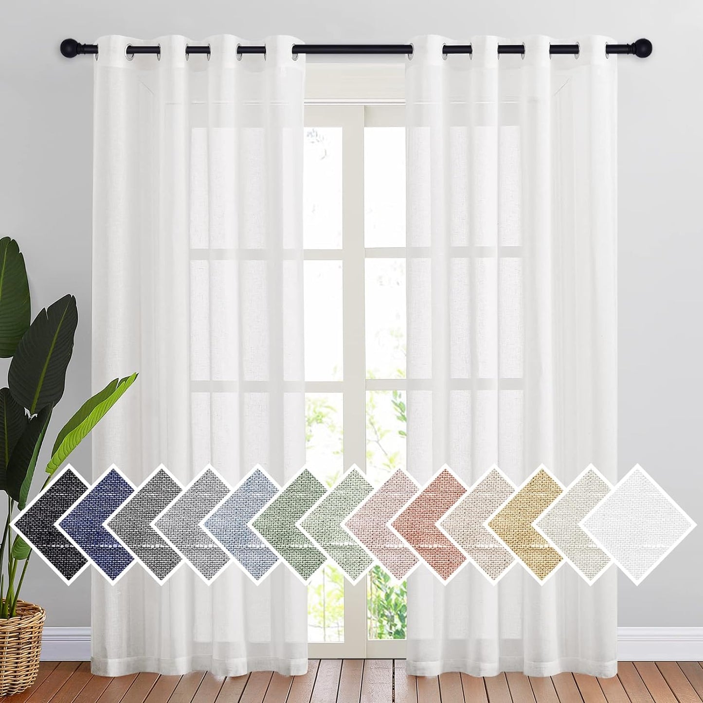NICETOWN 84 White Sheer Linen Curtains: BALANCE Privacy & Light