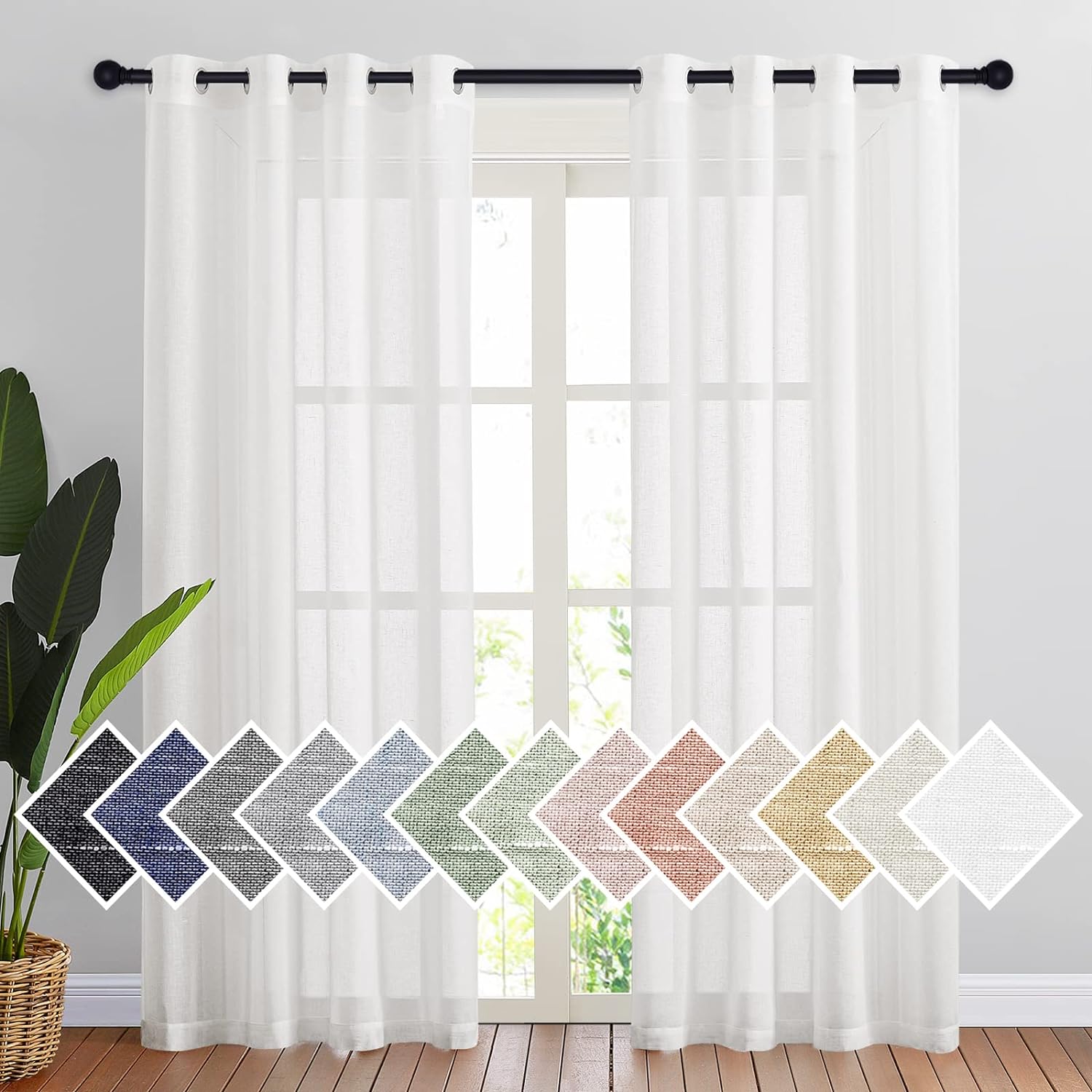 NICETOWN 84 White Sheer Linen Curtains: BALANCE Privacy & Light