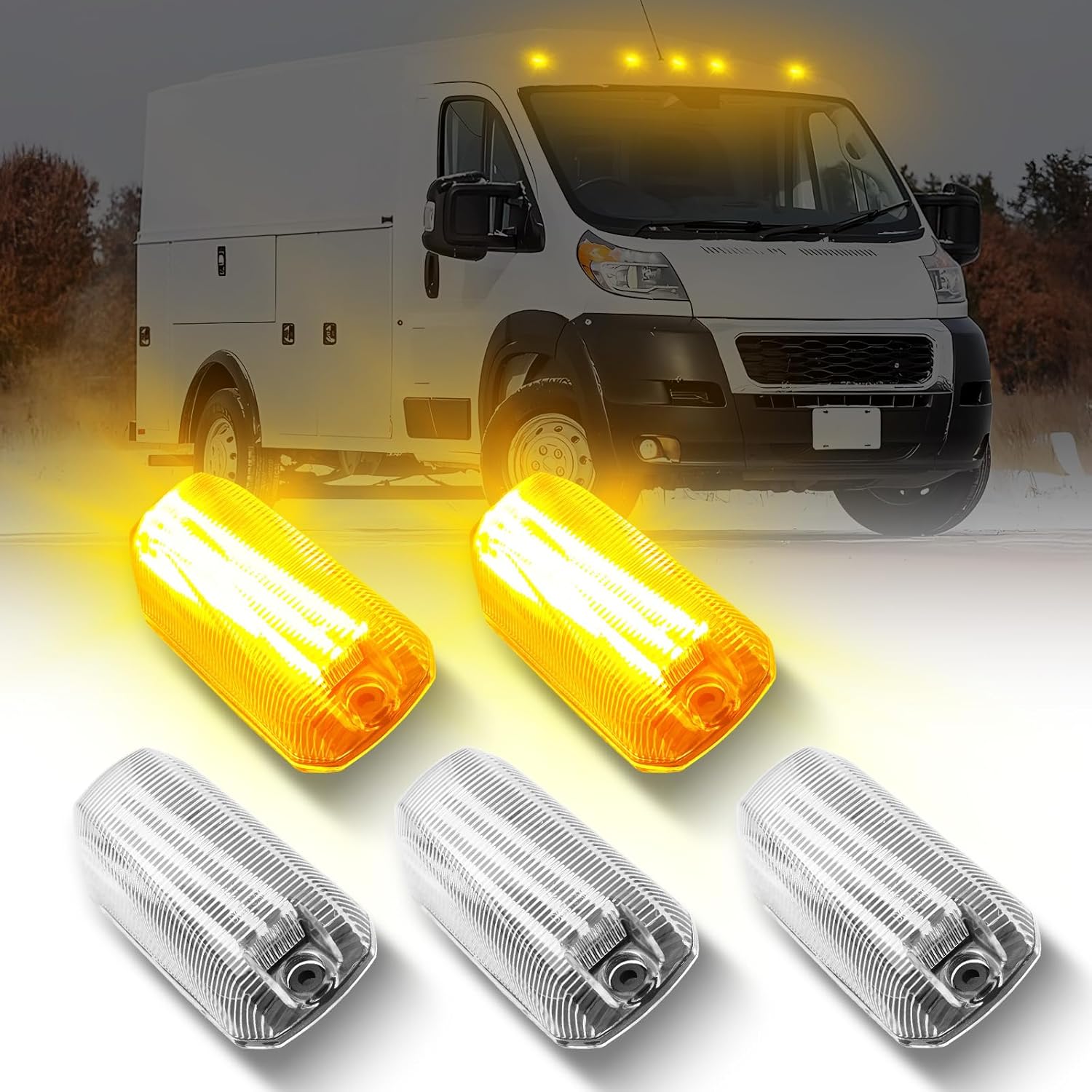 AUTOONE Upgraded Yellow Cab Roof Top LED Marker Lights Kit