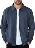 Men's Suede Bomber Jacket Lightweight Faux Suede - Versatile Layering