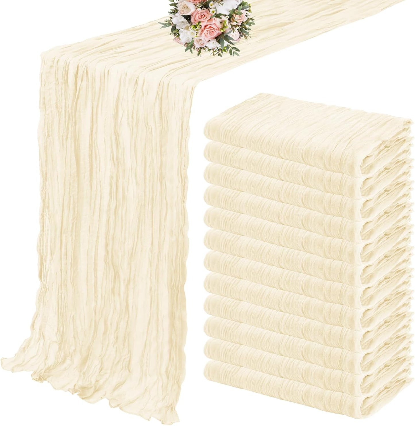 12 Pack Cheesecloth Table Runner for Elegant Wedding Decor