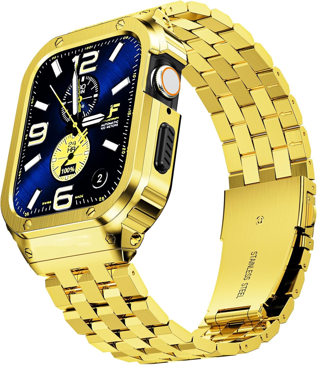 SUPLINK Stainless Steel Case and Bands for Apple Watch 41mm 38mm