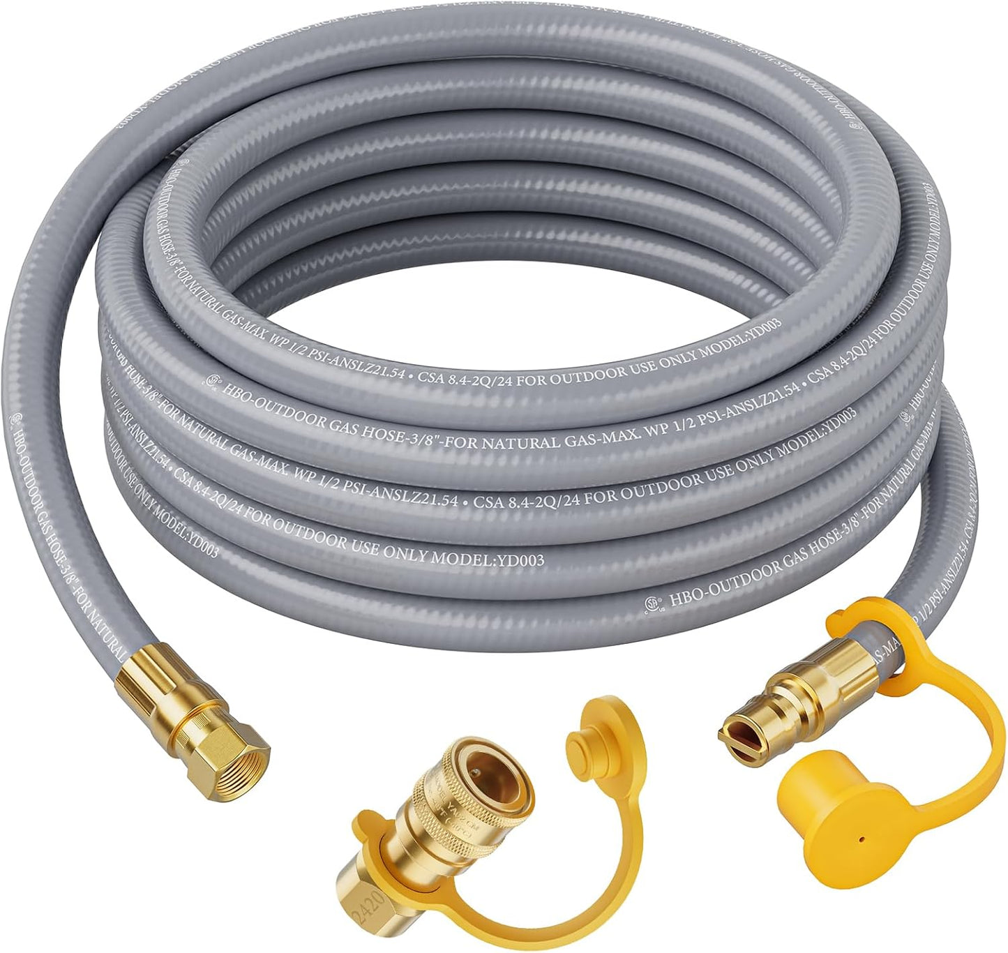 24 Feet Natural Gas Hose with Quick Connect for Outdoor Grills