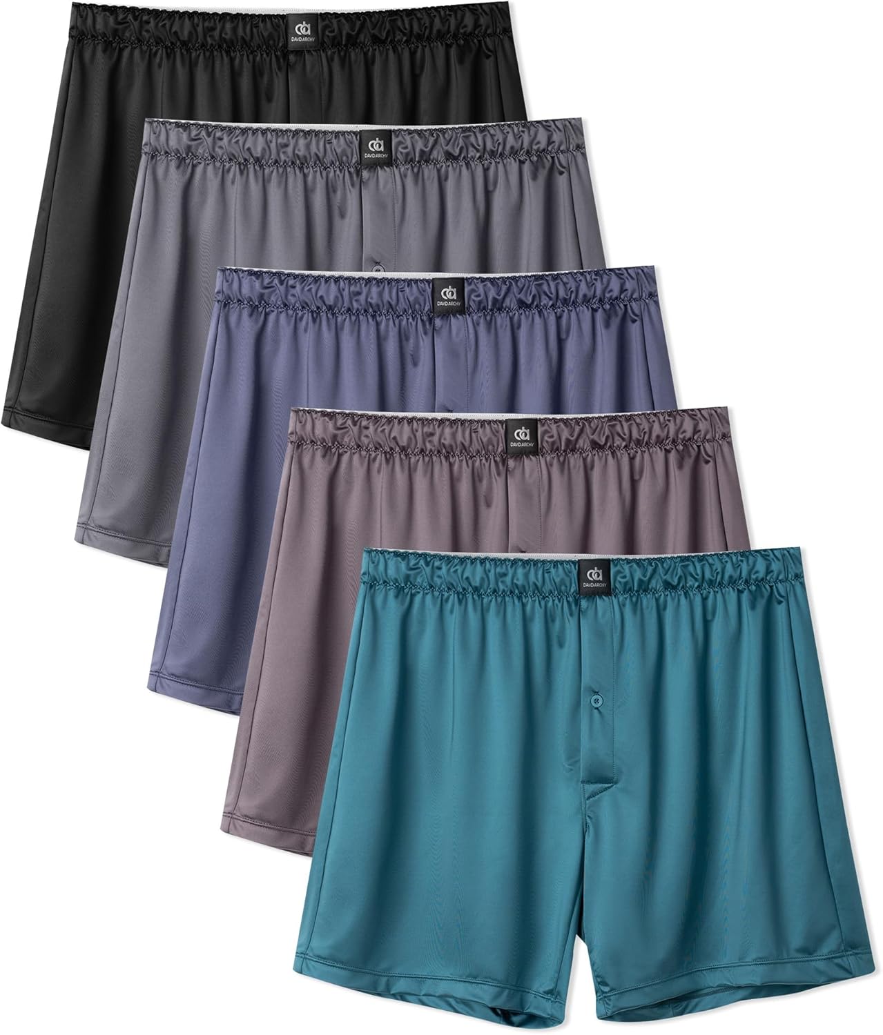 DAVID ARCHY Stretch Satin Boxers for Men - Luxurious Comfort