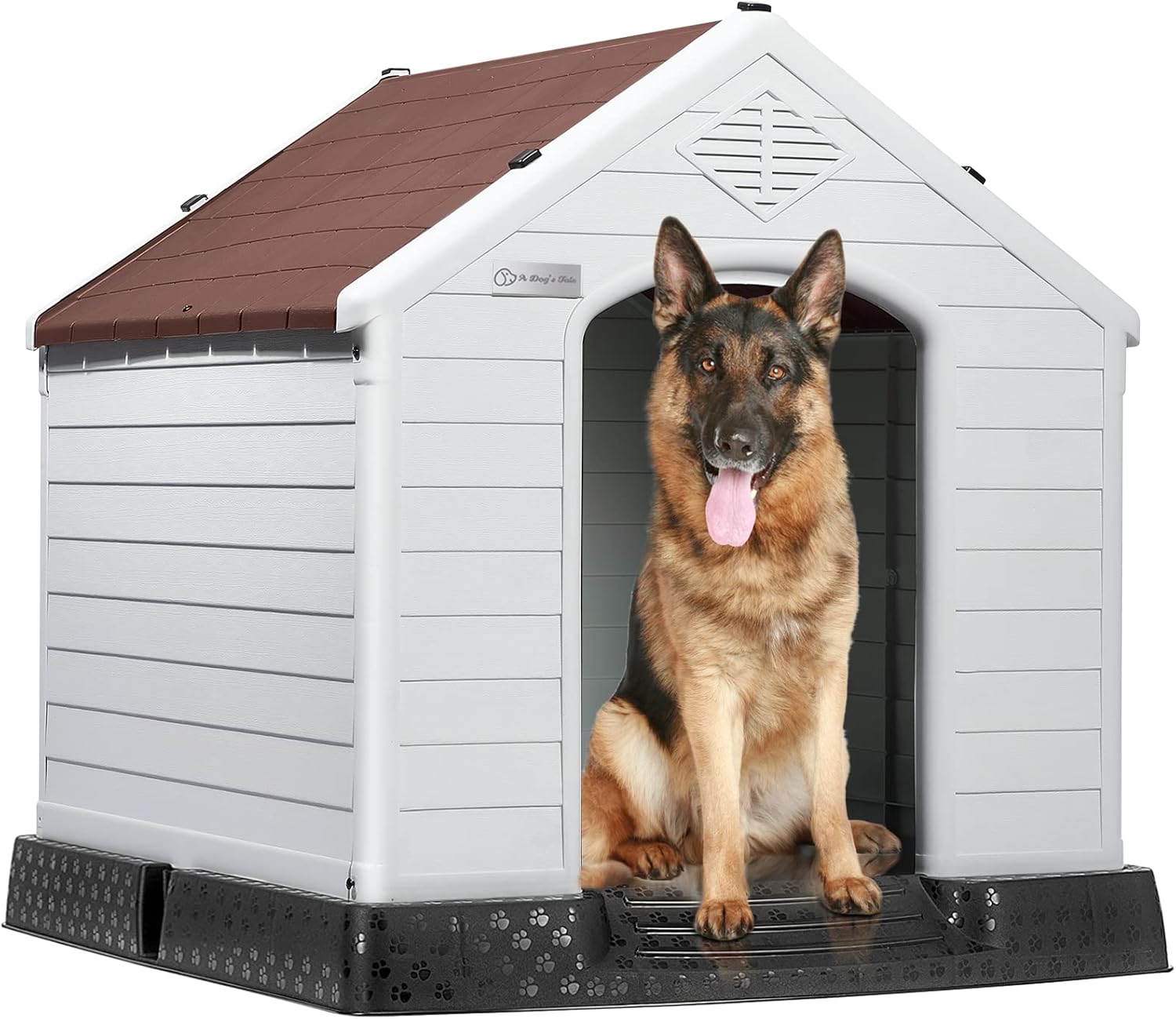 LEMBERI Waterproof Plastic Dog House for All Dog Sizes