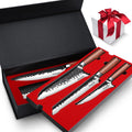 Huusk Japanese Chef Knife Set 6 pcs - Hand-Forged High Carbon Blades