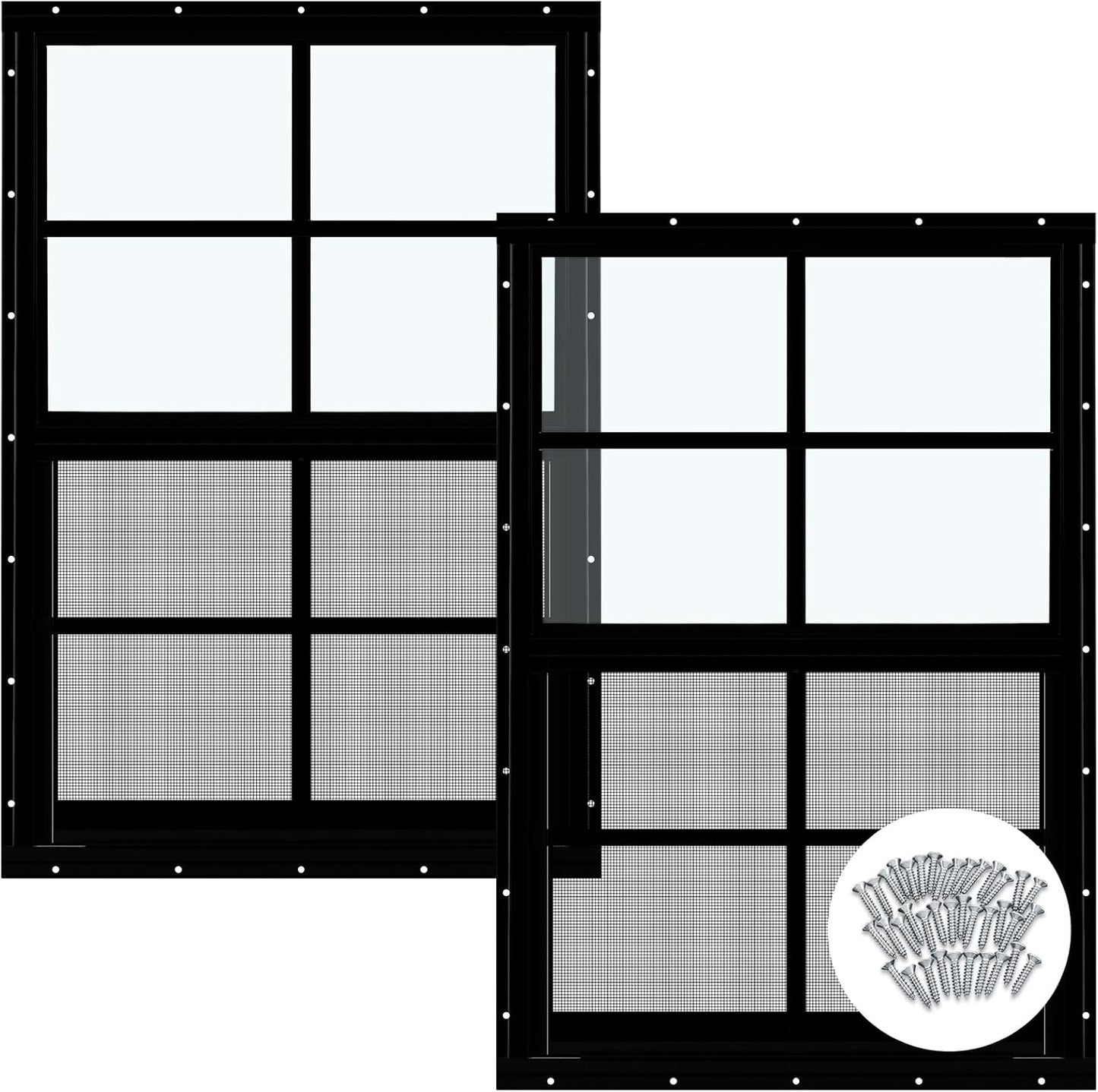 Tandefio 2 Pcs 18ft x 27ft Black Shed Window Transom Windows