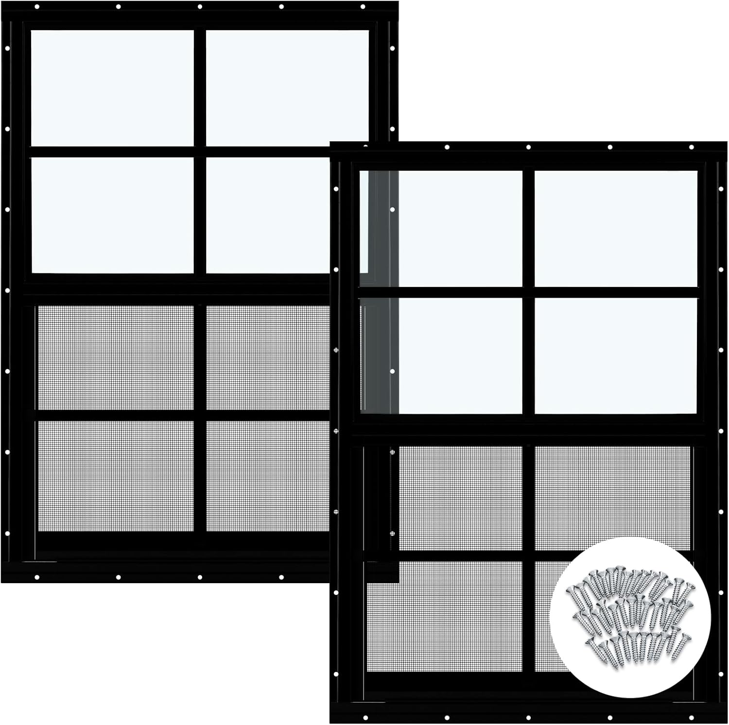Tandefio 2 Pcs 18ft x 27ft Black Shed Window Transom Windows